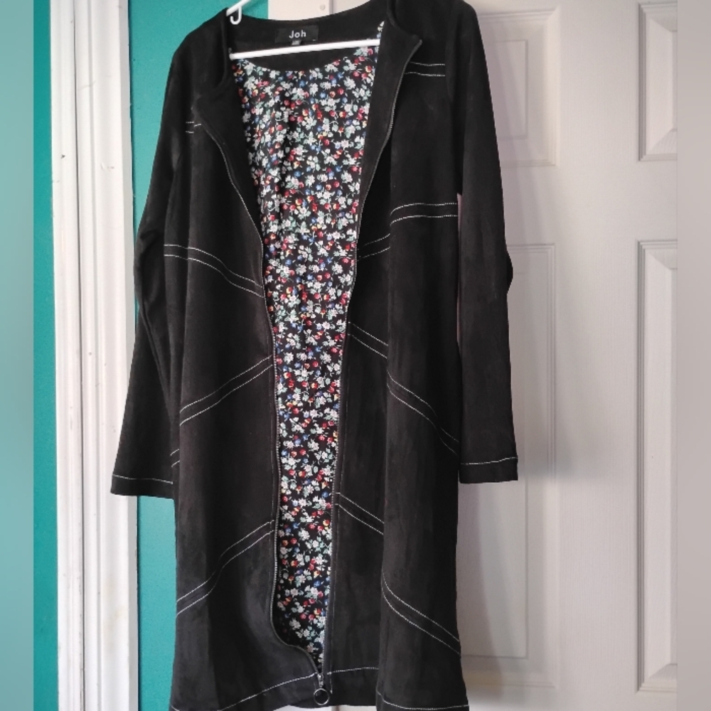 Joh Aurora Crew Neck Faux Suede Dress/jacket with Pockets